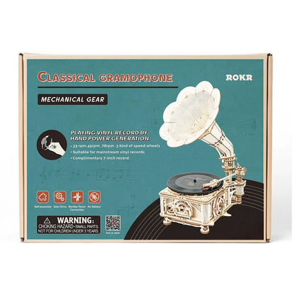 ROKR DIY Crank Classic Gramophone LKB01 (Hand Rotating)