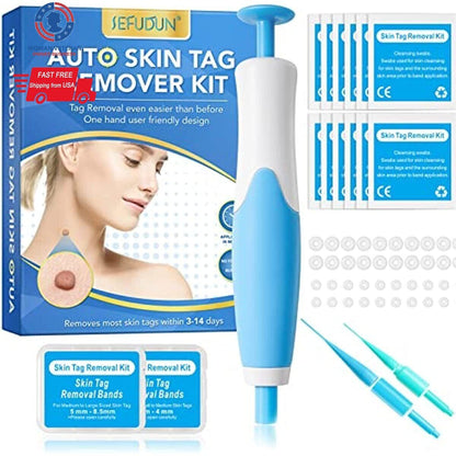 2 in 1 Auto Micro Skin Tag Remover Device Kit Safe Painless Removal 2-8 mm Tool