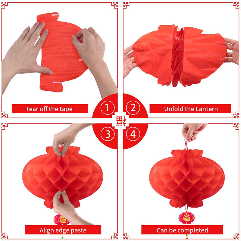 10 Pack Chinese Red Paper Lanterns Hanging Red Paper Lanterns Festival Decor