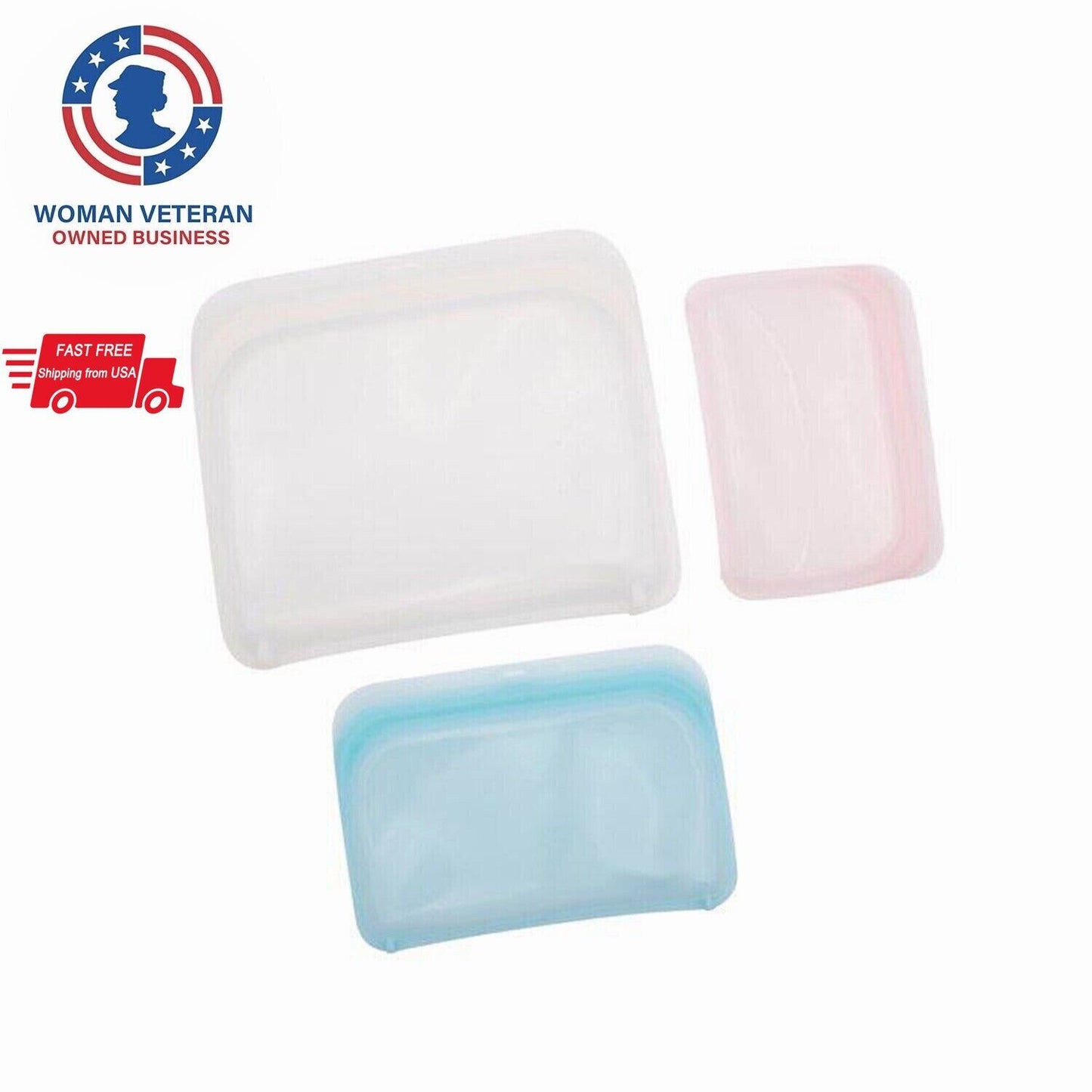 Silicone Reusable Food Storage Bag Sandwich Size Oven/Sous 3Pack