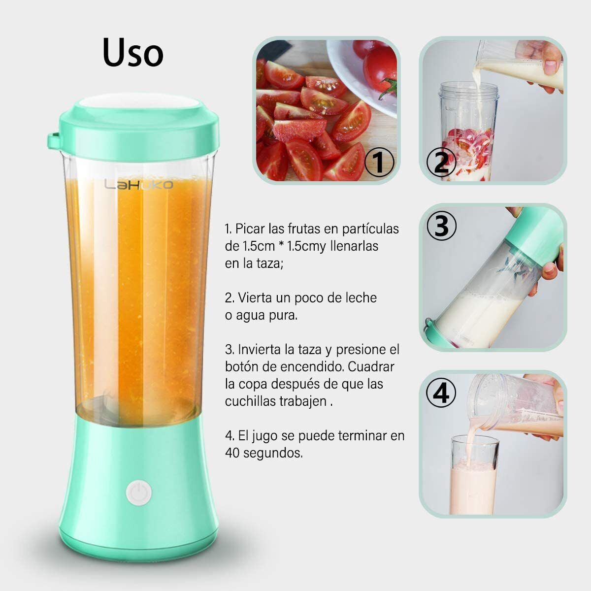 380ml Portable Juicer Cup USB Rechargeable Blender Smoothies Mixer Fruit Machine