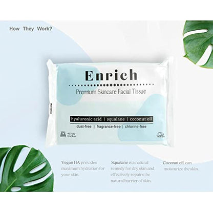 Enrich Lotion Facial Tissue Travel and Pocket Size 40 Sheets Per Pack 3-Ply