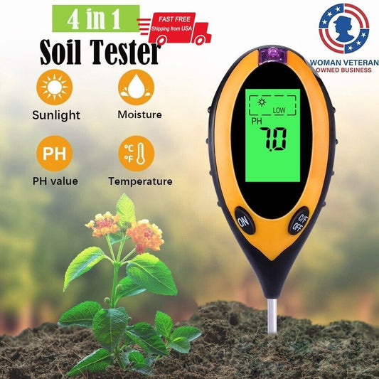4 in 1 PH Tester Soil Water Moisture Light Test Meter for Garden Plant Seeding