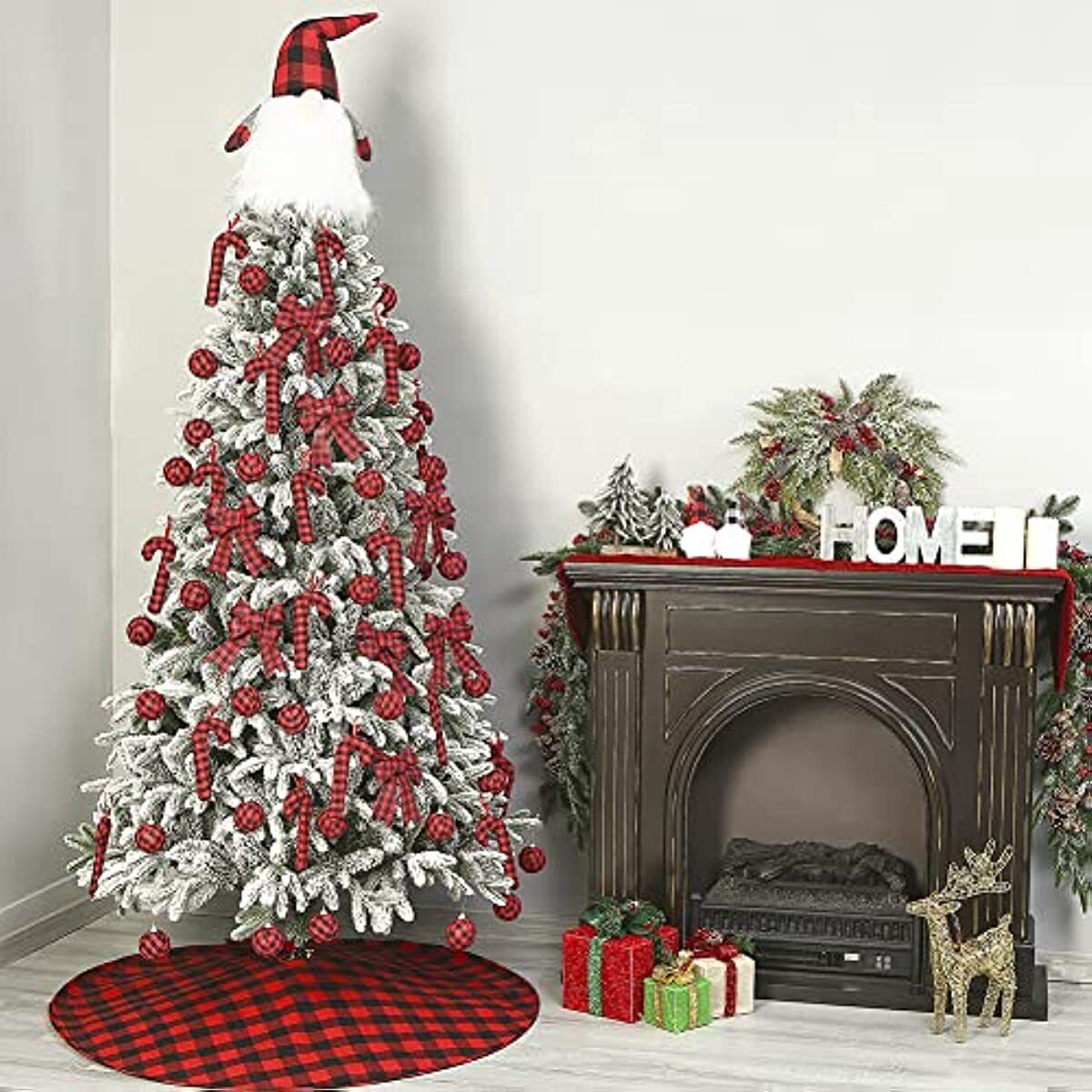 12 PC Christmas Tree Buffalo Plaid Canes Hanging Ornament Decoration Xmas 3x7 in