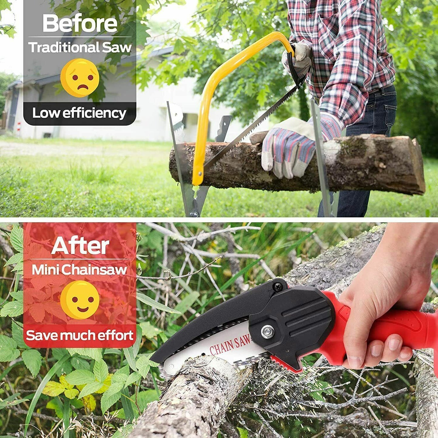 4 Inch Mini Chainsaw,New Cordless Protable Chainsaw 24V Rechargeable Battery US