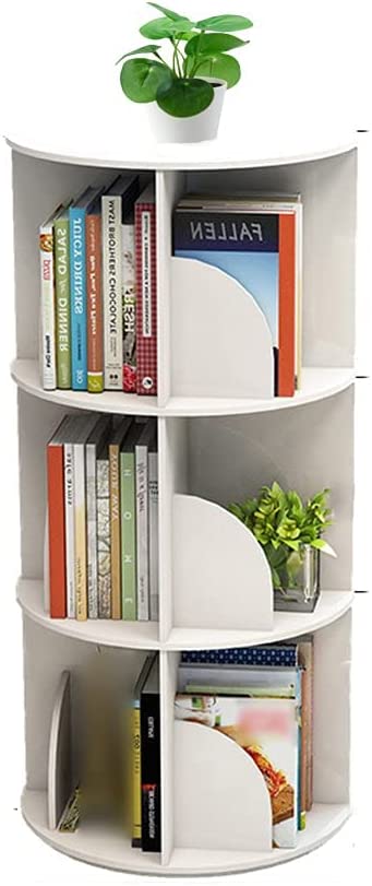 Rotating Bookshelf, 3-5 Tier 360° Revolving Bookcase Corner PVC Wood-Plastic Board Bookcase, Stackable Bookshelf Organizer, Display Cabinet for Office Home Living Room Study