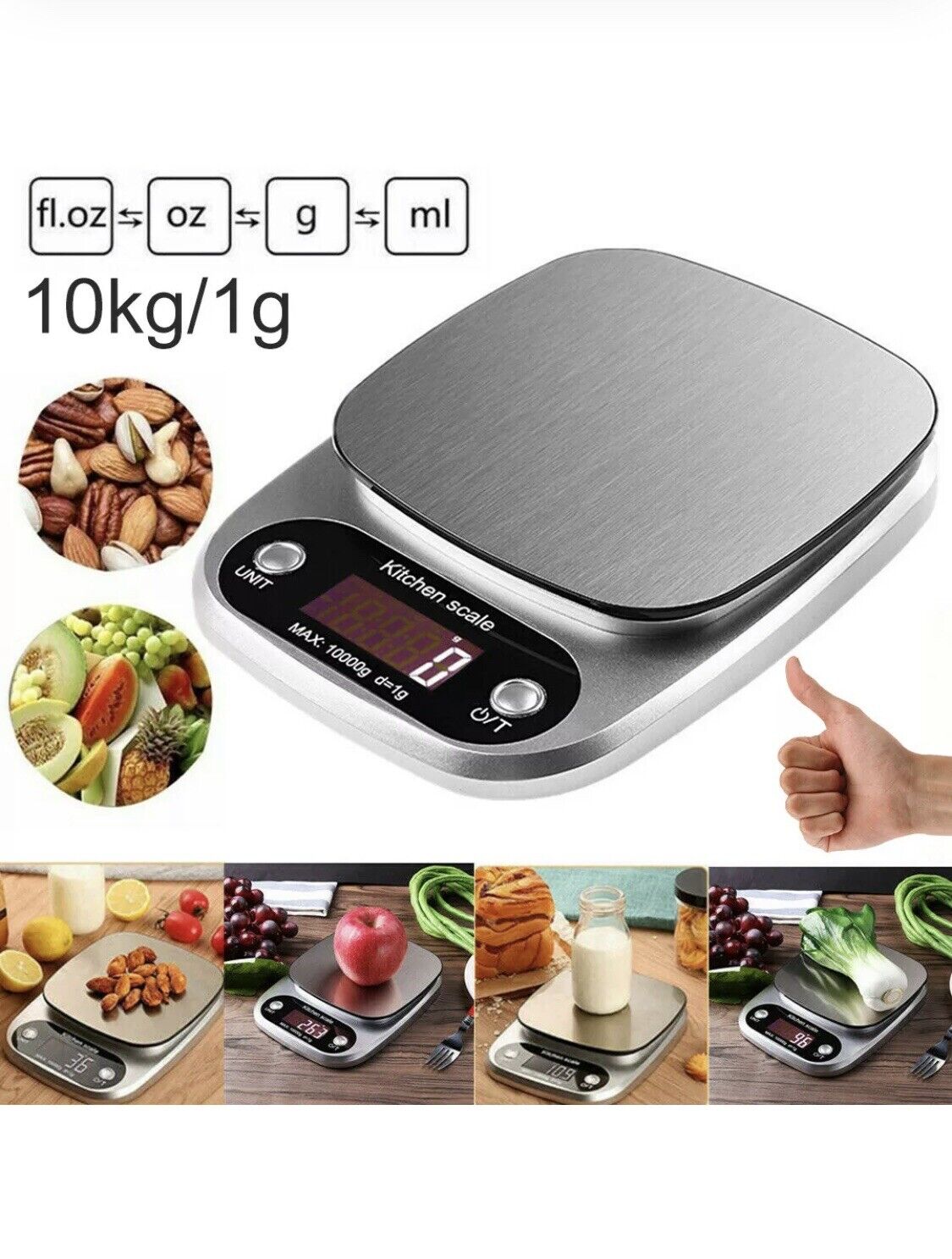 Digital Kitchen Food Diet Scale, Multifunction Weight Balance 22lbs/1g(0.04Oz)